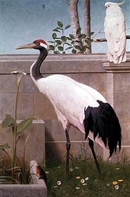 Manchurian Crane, Cockatoo and Robin by Henry Stacey Marks - print