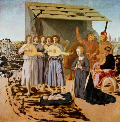Nativity, 1470-75 (tempera on panel) (see also 210061) by Piero della, Francesca - print