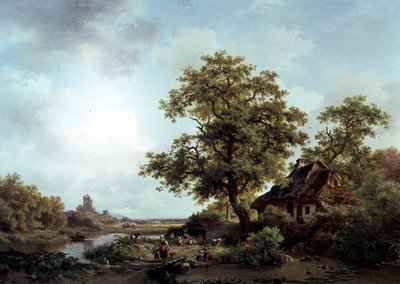 A Wooded Landscape by Frederick Marianus Kruseman - print