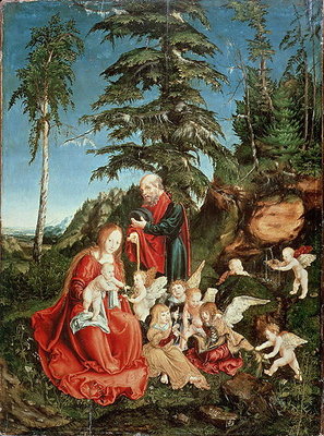 Rest on the Flight into Egypt, 1504 (oil on panel) by Lucas, the Elder Cranach - print