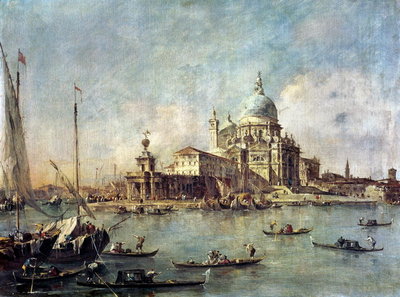 Venice, The Punta della Dogana with Santa Maria della Salute, c.1770 (oil on canvas) by Francesco Guardi - print
