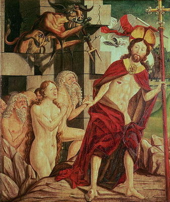Christ in Hell (oil on panel) by Friedrich Pacher - print
