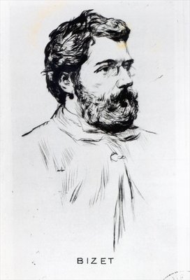 Portrait of Georges Bizet (1838-75) (litho) by Anonymous - print