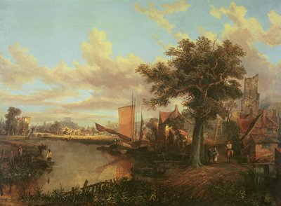 The River Yare with a distant view of Norwich, c.1840 by English School - print
