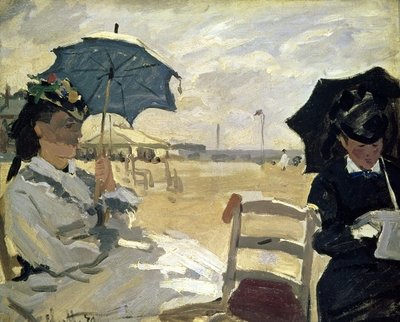 The Beach at Trouville, 1870 (oil on canvas) by Claude Monet - print