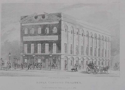 The Royal Coburg Theatre, Surrey, 1826 (engraving) by English School - print