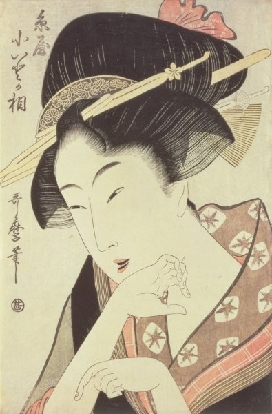Bust portrait of the heroine Kioto of the Itoya by Kitagawa Utamaro - print