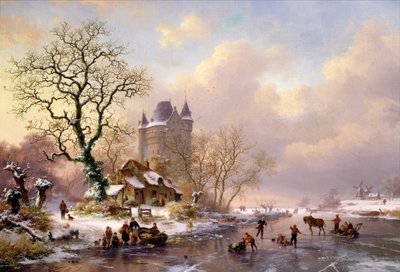 Winter Landscape with a Castle by Frederick Marianus Kruseman - print