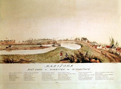 Manitoba, Showing a Hudson Bay Company Trading Station, 1871 (w/c on paper) by John Simpson - print