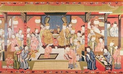 53:Embroidered hanging 'Coming of Age', Chinese, 18th century by Anonymous - print