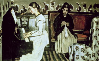 Girl at the Piano (Overture to Tannhauser), 1868-69 (oil on canvas) by Paul Cezanne - print