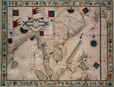 HM 41 (12) The Far East, from a portolan atlas, by Fernao vaz Dourado (1520-c.1580) 1570 (coloured engraving) by Portuguese School - print