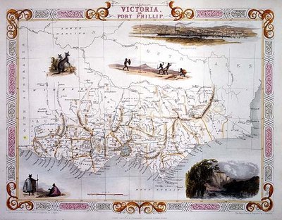 Victoria, Australia, from "Illustrated Atlas of the World", pub. by Tallis &amp; Co., 1849-53 by Gerard ter Borch or Terborch - print