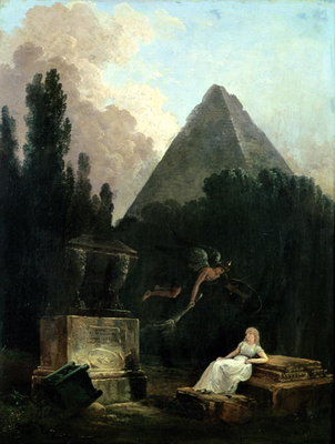 Spirit of the Tomb (oil on canvas) by Hubert Robert - print