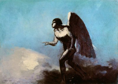 The Winged Man or, Fallen Angel, before 1880 (oil on cardboard) by Odilon Redon - print