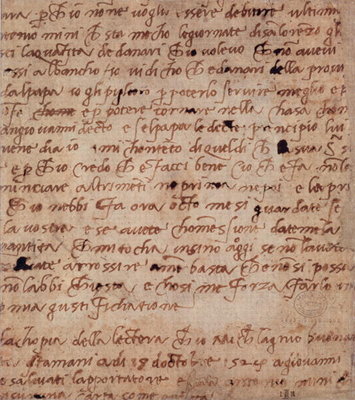 1895-9-15-503 W.34v Page of handwriting by Michelangelo Buonarroti - print