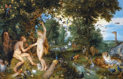 The Garden of Eden with the Fall of Man, c.1615 (oil on panel) by Jan Brueghel - print