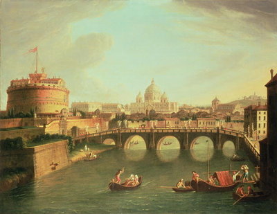 A View of Rome with the Bridge and Castel St. Angelo by the Tiber by Gaspar van Wittel - print