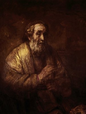 Homer Dictating to a Clerk, 1663 (oil on canvas) by Rembrandt Harmensz. van Rijn - print