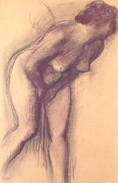 Female Standing Nude (charcoal and pastel) by Edgar Degas - print