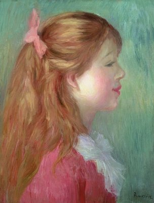 Young girl with Long hair in profile, 1890 by Pierre Auguste Renoir - print