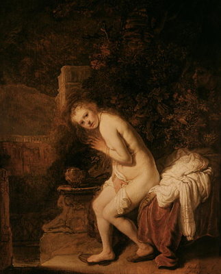 Susanna and the Elders, c.1634 (oil on panel) by Rembrandt Harmensz. van Rijn - print