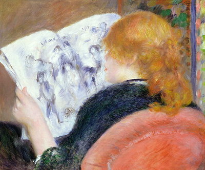Young Woman Reading an Illustrated Journal, c.1880-81 by Pierre Auguste Renoir - print