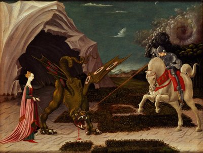 St. George and the Dragon, c.1470 (oil on canvas) (for detail see 85548) by Paolo Uccello - print