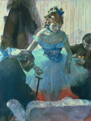 Dancer in her dressing room (pastel) by Edgar Degas - print