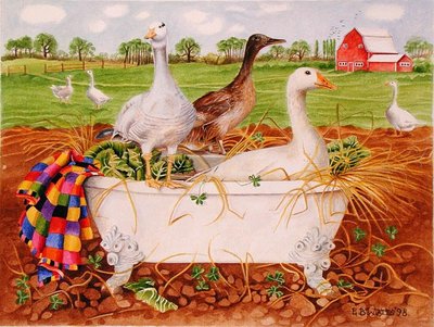 Fine Art Print of Geese in Bathtub, 1998 by E.B. Watts