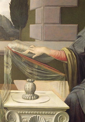 Fine Art Print of Detail of the Virgin Mary, from the Annunciation, 1472-75 by Leonardo da Vinci