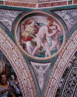 Fine Art Print of The Expulsion of Adam and Eve, from the pendentive of the dome, 1532-36 by Bernardino Luini