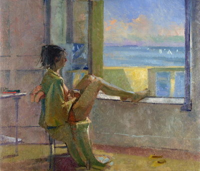 Watching the Regatta (oil on canvas) by Bob Brown - print