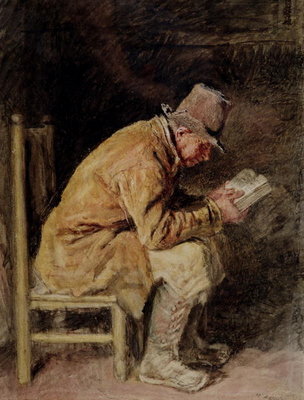Fine Art Print of Study of a Countryman Reading by William Henry Hunt