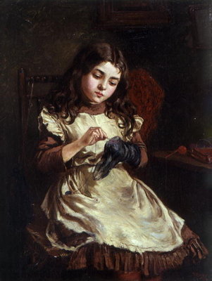 Fine Art Print of Darning the Sock, 1882 by Ralph Hedley
