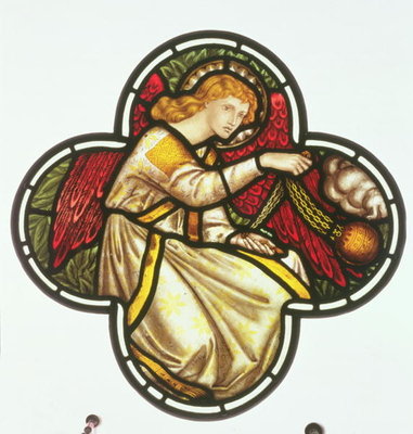 Fine Art Print of Window of an Angel swinging a censer, made by the William Morris factory, 1870 by D. G. Rossetti
