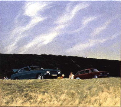 Picnic by the Car, 1982 (acrylic on canvas) by Brian Yale - print