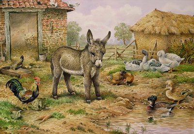 Donkey and Farmyard Fowl by Carl Donner - print