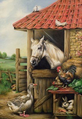 Fine Art Print of Farmyard Friends by Carl Donner