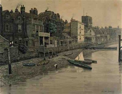 Fine Art Print of A Thames View Showing the Adam and Eve Tavern in Chelsea, 1868 by Walter Greaves