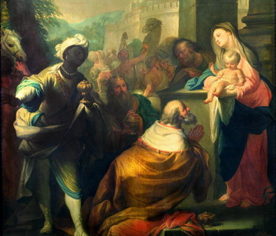 Fine Art Print of The Adoration of the Magi, detail of the three kings, c.1750 by Andrea Casali