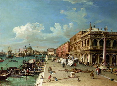 Fine Art Print of View of the Molo looking towards the entrance of the Grand Canal, Venice by William James