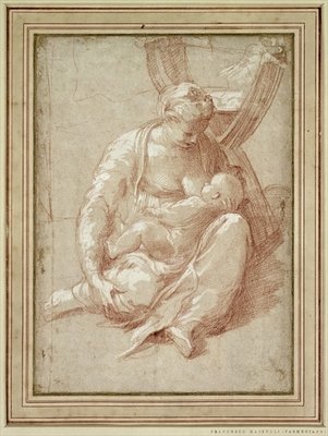 Fine Art Print of Virgin Seated on the Ground, Nursing the Child by Parmigianino