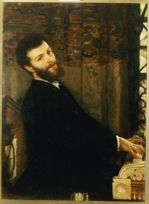 Fine Art Print of Portrait of the singer George Henschel playing Alma-Tadema's piano, Townshend House, 1879 by Sir Lawrence Alma-Tadema