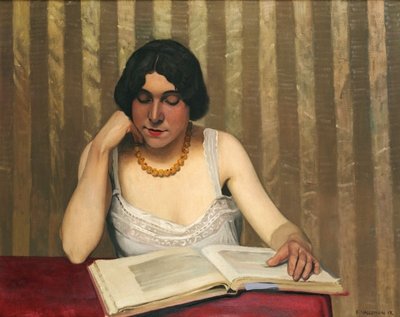 Fine Art Print of Reader with a Yellow Necklace, 1912 by Felix Edouard Vallotton