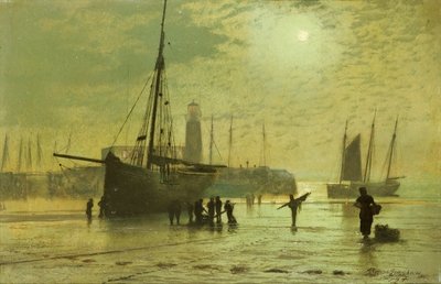 Fine Art Print of The Lighthouse at Scarborough, 1877 by John Atkinson Grimshaw