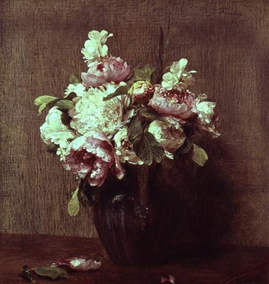 Fine Art Print of Pivoines Blanches et Roses, Narcisses by Ignace Henri Jean Fantin-Latour