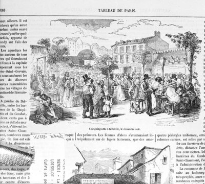 Fine Art Print of A Guinguette at Belleville on Sunday Evening, from 'Tableau de Paris' by Edmond Auguste Texier, Paris, 1852 by French School