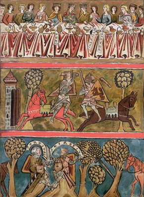 Fine Art Print of Three scenes from 'Parsifal' by Wolfram von Eschenbach by German School
