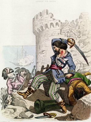 Fine Art Print of The Chevalier de Gramont, from 'Histoire des Pirates' by P. Christian, engraved by A. Catel, 1852 by Alexandre Debelle